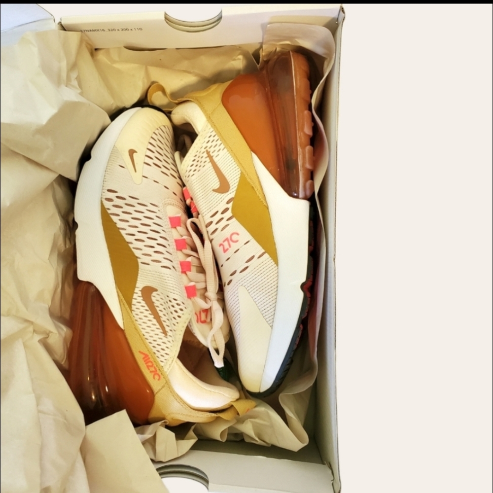 Nike Air Max 270 Pink and Gold Sneakers - Picture 2 of 15